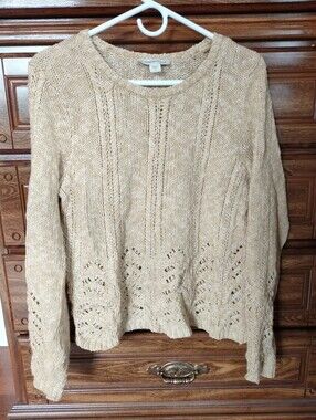 Coldwater Creek Sweater, Wheat Pattern Cotton
